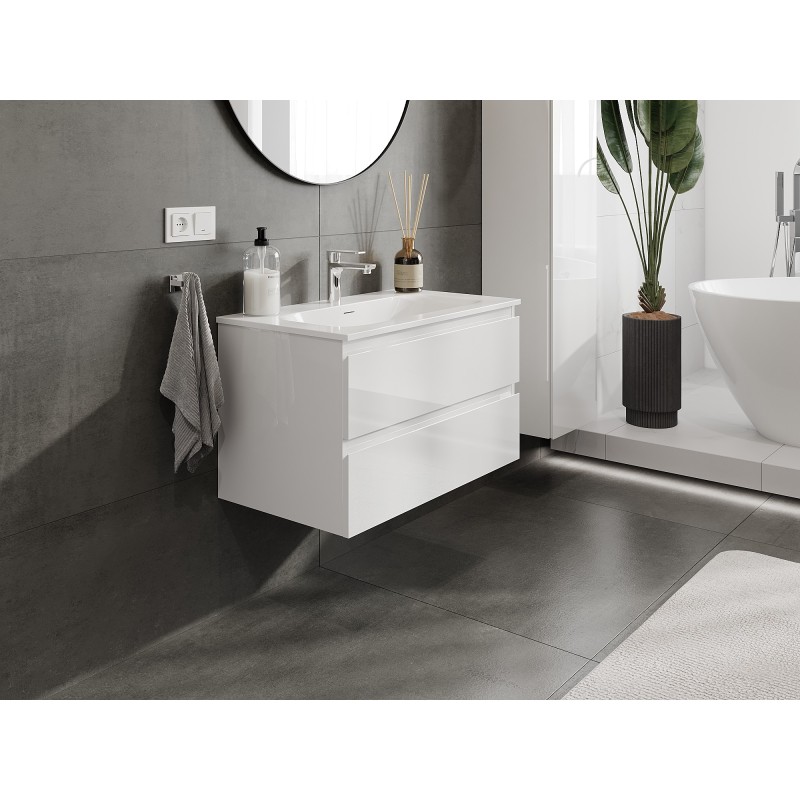 Mexen Orio mobile da bagno 80 cm con lavabo Vela, 2 cassetti, bianco lucido - 91A10-08047-2-BFF00-W23M00