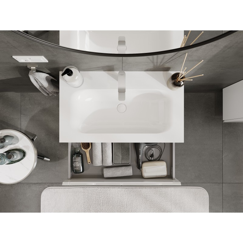 Mexen Orio mobile da bagno 80 cm con lavabo Vela, 2 cassetti, bianco lucido - 91A10-08047-2-BFF00-W23M00