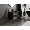Mexen Orio Badezimmerschrank 80 cm mit Waschbecken Vela, 2 Schubladen, schwarz glänzend/schwarz matt