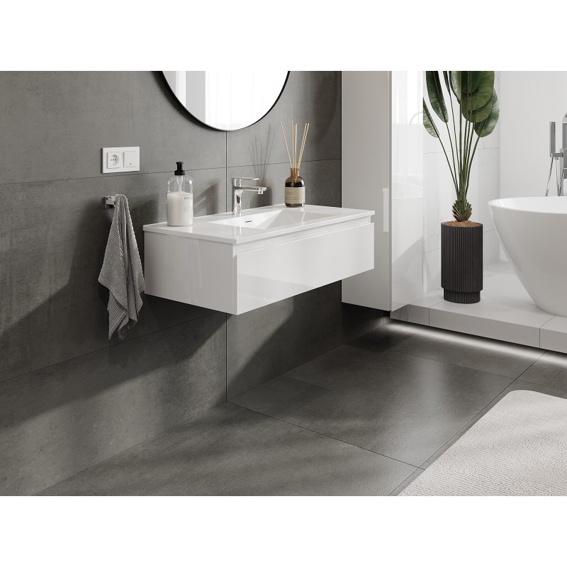 Mexen Orio armario de baño 90 cm con lavabo Otis, 1 cajón, blanco brillo - 91A10-09023-1-BF00-W18M00