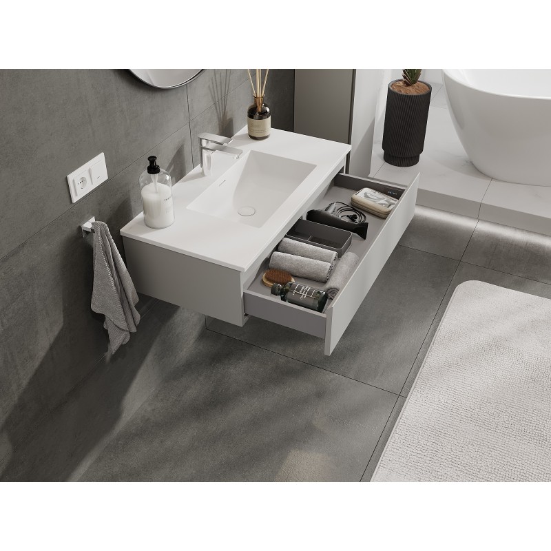 Mexen Orio armario de baño 90 cm con lavabo Otis, 1 cajón, gris mate/blanco mate - 91A10-09023-1-BF62-W18M01