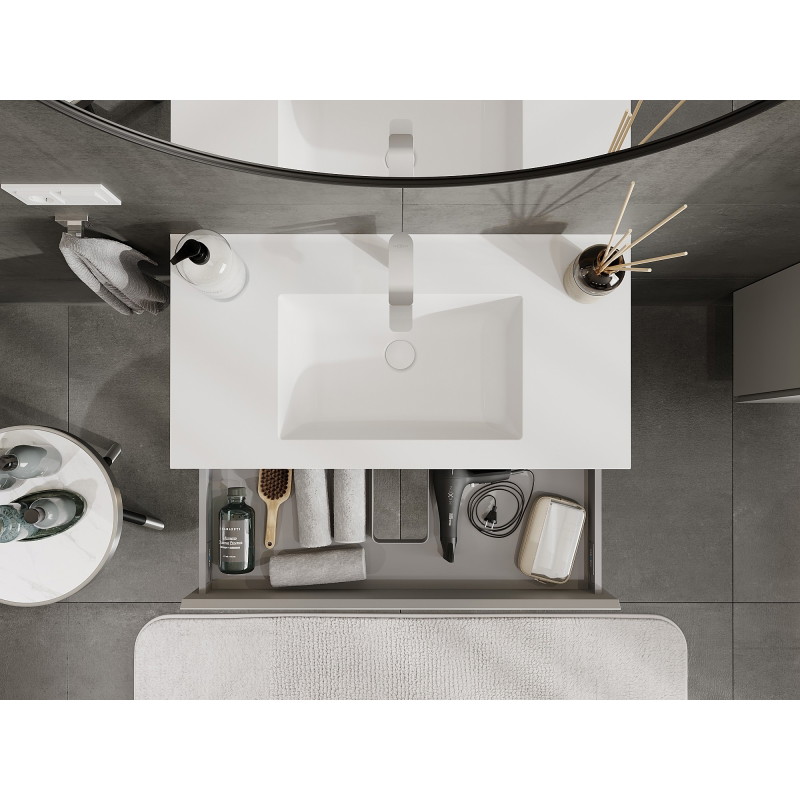 Mexen Orio armario de baño de 90 cm con lavabo Otis, 1 cajón, gris mate/blanco mate - 91A10-09023-1-BF62-W18M01