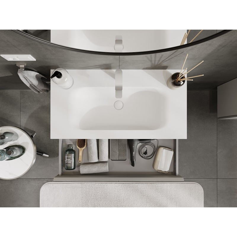 Mexen Orio mueble de baño de 90 cm con lavabo Vela, 1 cajón, gris mate/blanco mate - 91A10-09023-1-BF62-W23M01