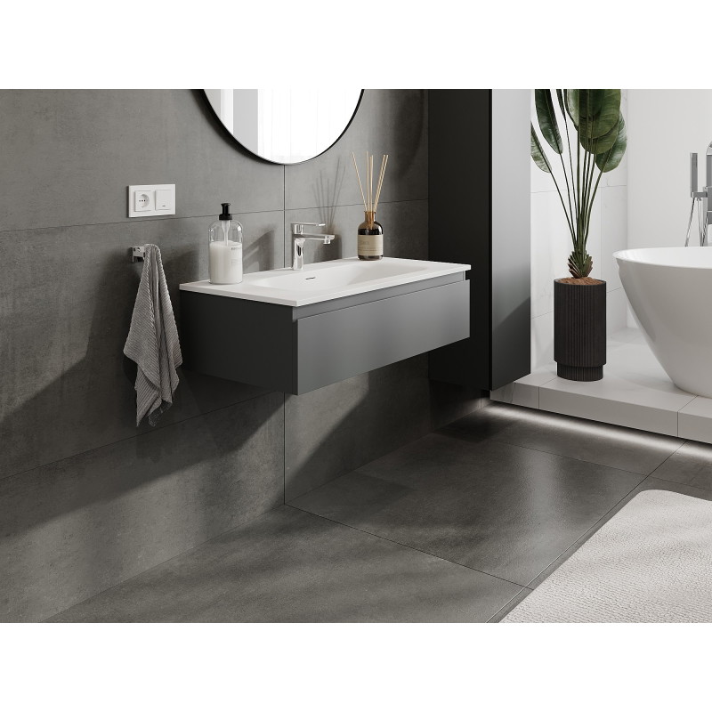 Mexen Orio mobile bagno 90 cm con lavabo Vela, 1 cassetto, grafite opaco/bianco opaco - 91A10-09023-1-BF66-W23M01