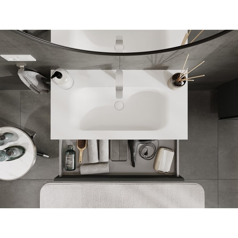 Mexen Orio kupaonski ormarić 90 cm s umivaonikom Vela, 1 ladica, grafit mat/bijela mat - 91A10-09023-1-BF66-W23M01