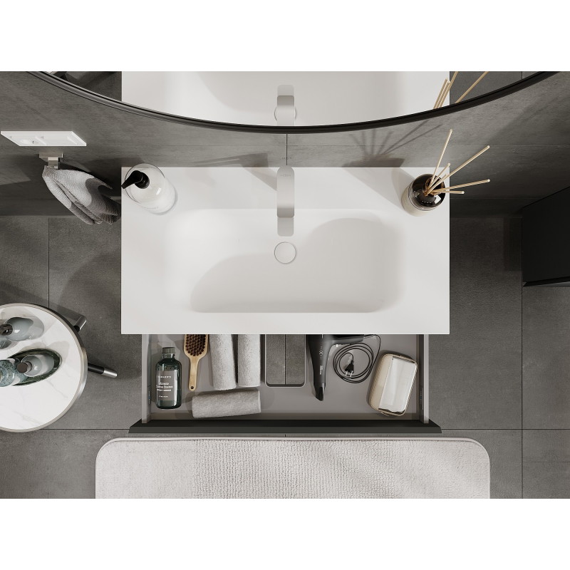 Mexen Orio mobile bagno 90 cm con lavabo Vela, 1 cassetto, grafite opaco/bianco opaco - 91A10-09023-1-BF66-W23M01