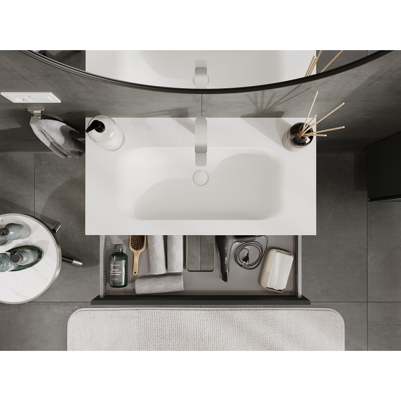 Mexen Orio mueble de baño de 90 cm con lavabo Vela, 1 cajón, grafito mate/blanco mate - 91A10-09023-1-BF66-W23M01
