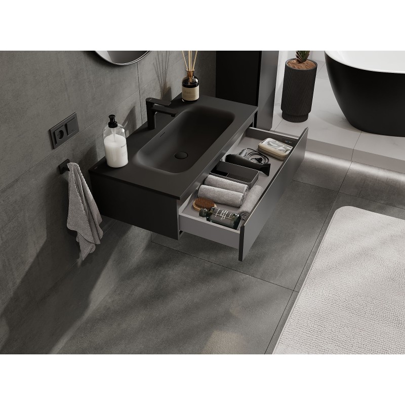 Mexen Orio mobile bagno da 90 cm con lavabo Vela, 1 cassetto, nero opaco - 91A10-09023-1-BF71-W23M71