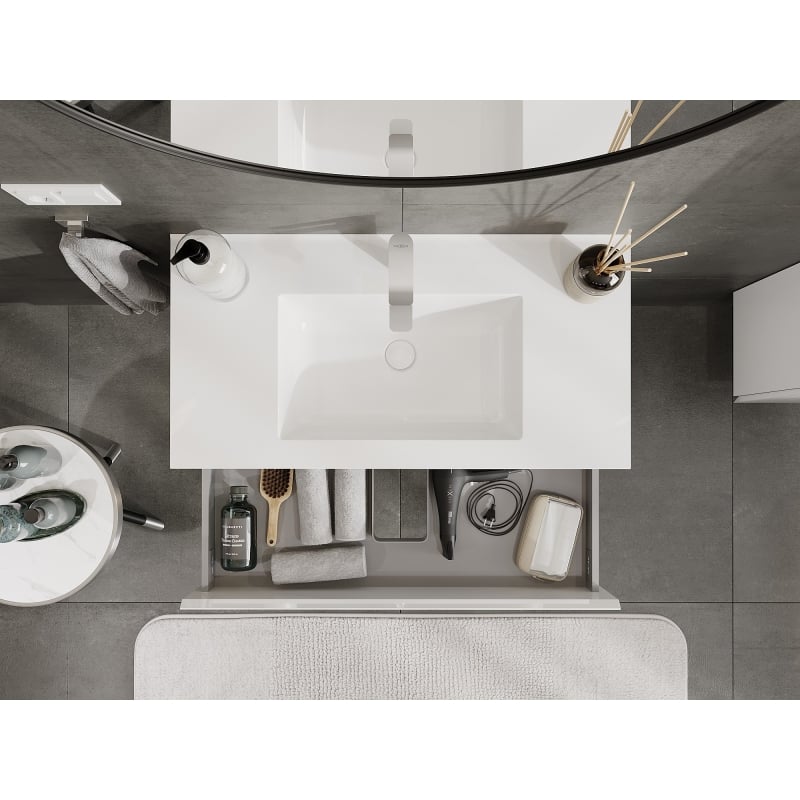 Mexen Orio 90 cm Bathroom Cabinet with Otis Sink, 2 Drawers, White Gloss - 91A10-09047-2-BFF00-W18M00