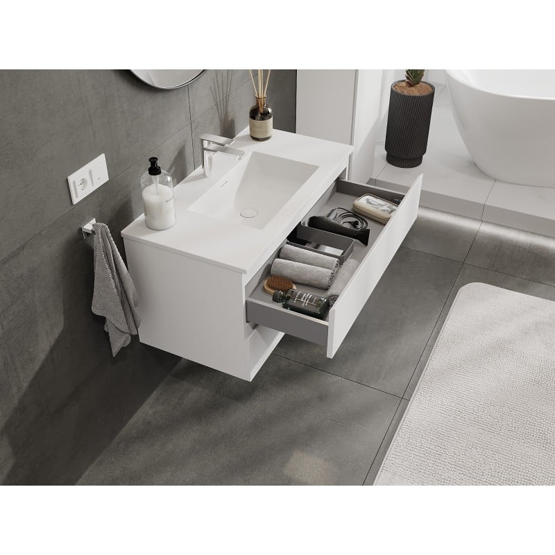 Mexen Orio meuble de salle de bains 90 cm avec lavabo Otis, 2 tiroirs, blanc mat - 91A10-09047-2-BFF01-W18M01