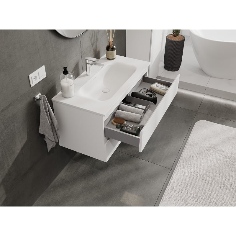 Mexen Orio szafka łazienkowa 90 cm z umywalką Vela, 2 szuflady, biała mat - 91A10-09047-2-BFF01-W23M01