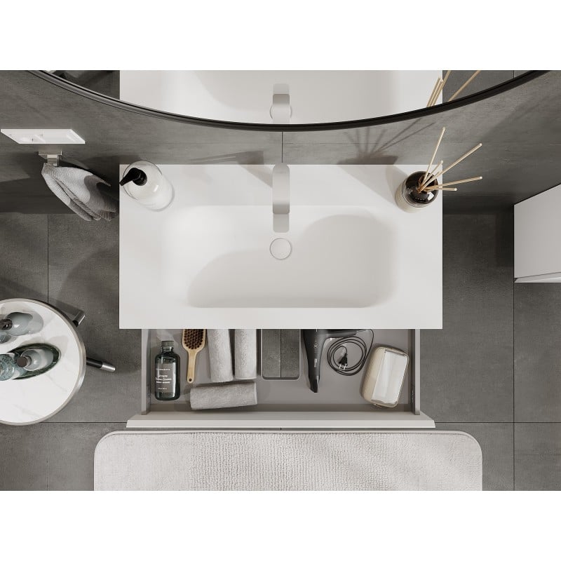 Mexen Orio meuble de salle de bain 90 cm avec lavabo Vela, 2 tiroirs, blanc mat - 91A10-09047-2-BFF01-W23M01
