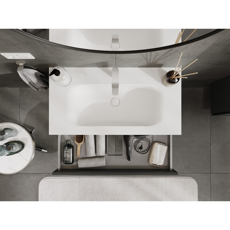 Mexen Orio mueble de baño 90 cm con lavabo Vela, 2 cajones, grafito mate/blanco mate - 91A10-09047-2-BFF66-W23M01