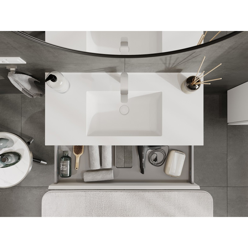 Mexen Orio 100 cm bathroom cabinet with Otis basin, 1 drawer, white matte - 91A10-10023-1-BF01-W18M01