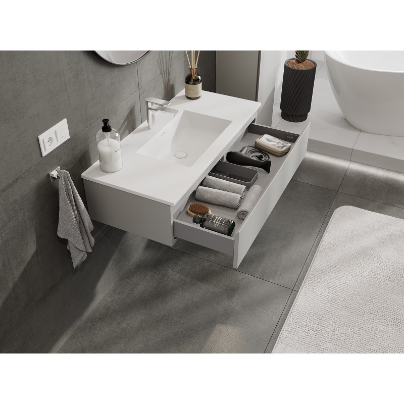 Mexen Orio mobile da bagno 100 cm con lavabo Otis, 1 cassetto, grigio opaco/bianco opaco - 91A10-10023-1-BF62-W18M01