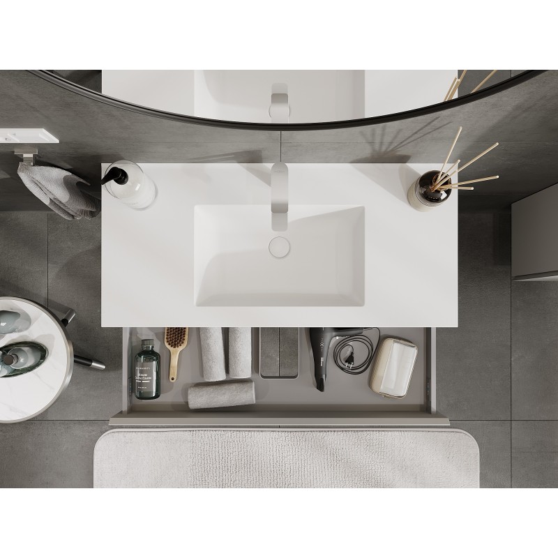 Mexen Orio armário de casa de banho 100 cm com lavatório Otis, 1 gaveta, cinza mate/branco mate - 91A10-10023-1-BF62-W18M01