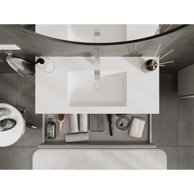 Mexen Orio meuble de salle de bains 100 cm avec lavabo Otis, 1 tiroir, gris mat/blanc mat - 91A10-10023-1-BF62-W18M01