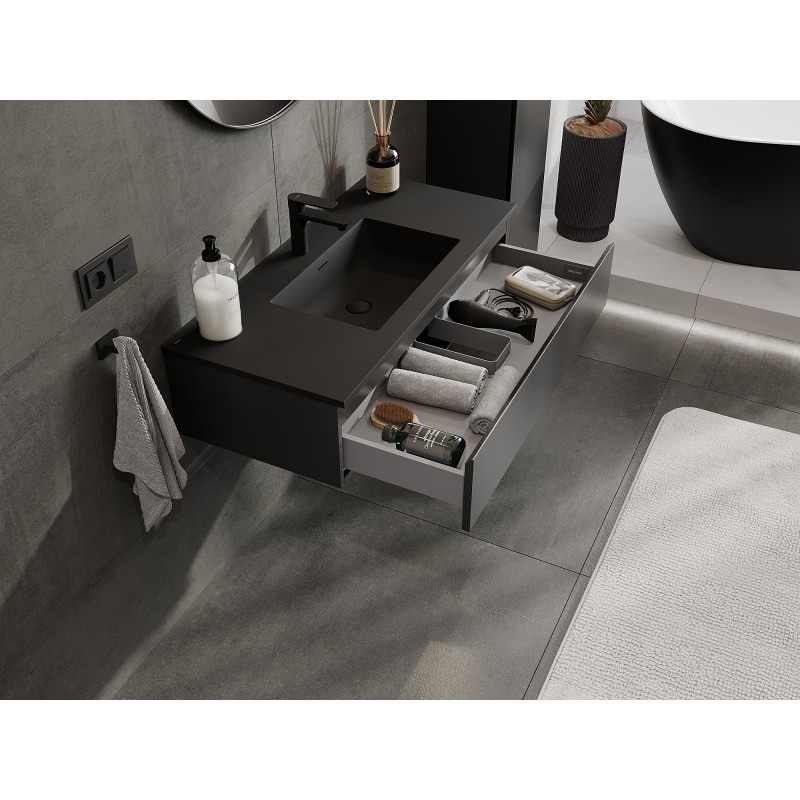 Mexen Orio mueble de baño 100 cm con lavabo Otis, 1 cajón, negro mate - 91A10-10023-1-BF71-W18M71