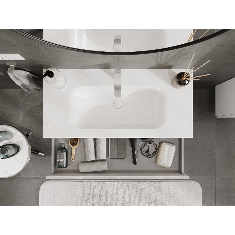 Mexen Orio meuble de salle de bains 100 cm avec lavabo Vela, 1 tiroir, blanc brillant - 91A10-10023-1-BF00-W23M00