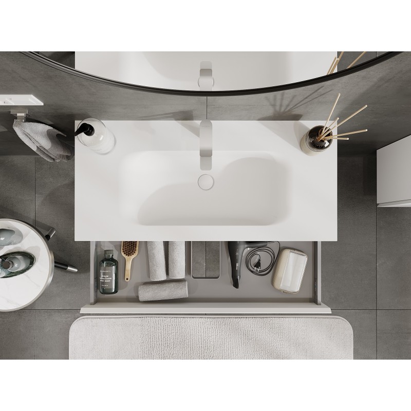 Mexen Orio armário de casa de banho 100 cm com lavatório Vela, 1 gaveta, branco mate - 91A10-10023-1-BF01-W23M01