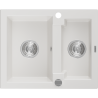 Mexen Carlos Granitspüle 1,5-Becken 582 x 475 mm, weiß, chrom Siphon - 6518581500-20
