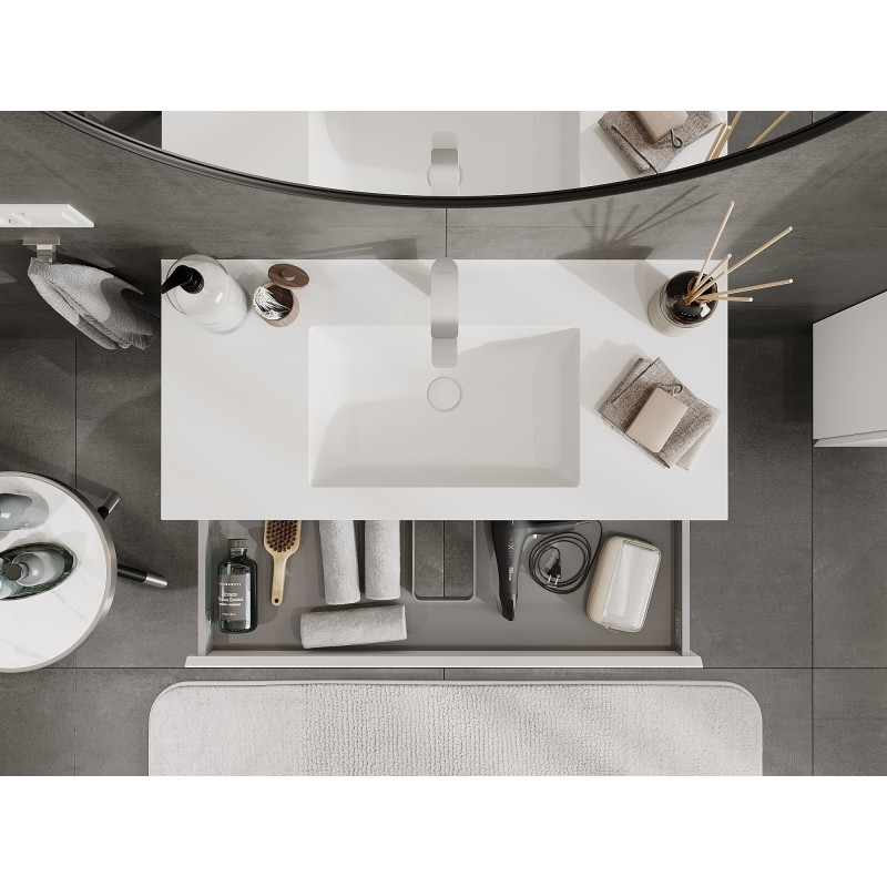 Mexen Orio mobile da bagno 100 cm con lavabo Otis, 2 cassetti, bianco opaco - 91A10-10047-2-BFF01-W18M01