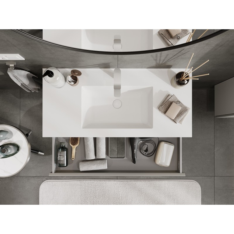 Mexen Orio móvel de casa de banho 100 cm com lavatório Otis, 2 gavetas, cinzento mate/branco mate - 91A10-10047-2-BFF62-W18M01