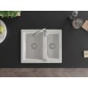 Mexen Carlos Granitspüle 1,5-becken 582 x 475 mm, weiß, Siphon Chrom - 6518581500-20