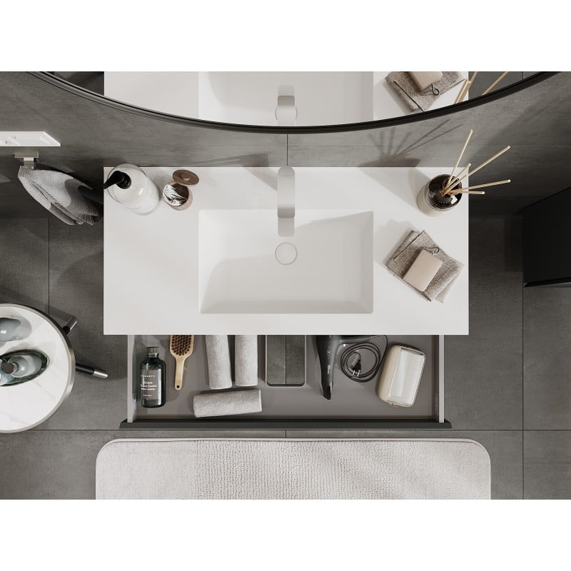 Mexen Orio armario de baño 100 cm con lavabo Otis, 2 cajones, grafito mate/blanco mate - 91A10-10047-2-BFF66-W18M01