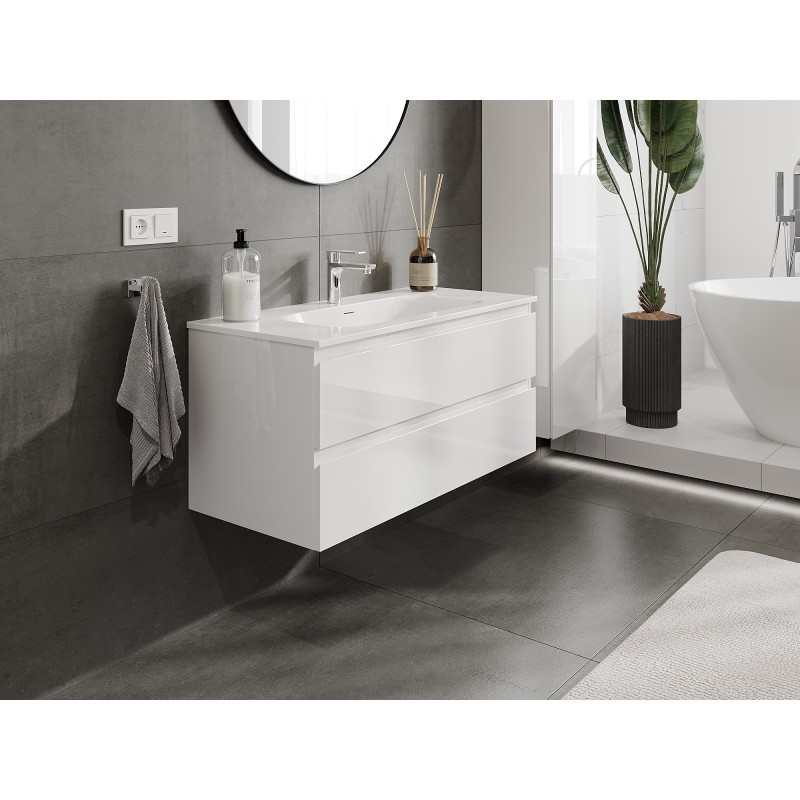 Mexen Orio mobile bagno 100 cm con lavabo Vela, 2 cassetti, bianco lucido - 91A10-10047-2-BFF00-W23M00