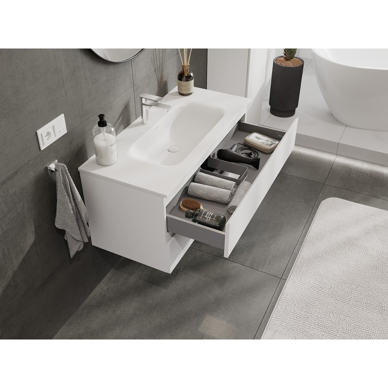 Mexen Orio mueble de baño de 100 cm con lavabo Vela, 2 cajones, blanco mate - 91A10-10047-2-BFF01-W23M01