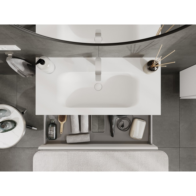 Mexen Orio 100 cm bathroom cabinet with Vela sink, 2 drawers, white matte - 91A10-10047-2-BFF01-W23M01
