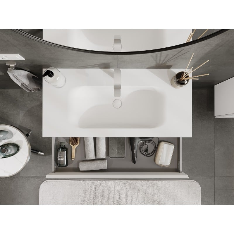 Mexen Orio kylpyhuonekaappi 100 cm pesualtaalla Vela, 2 laatikkoa, valkoinen matta - 91A10-10047-2-BFF01-W23M01