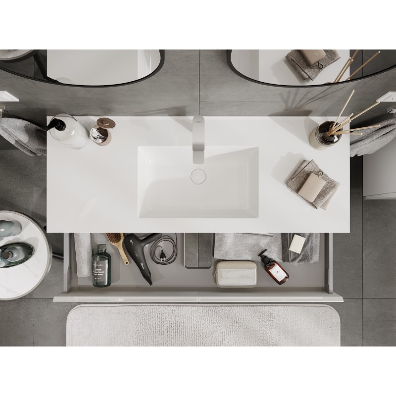 Mexen Orio meuble de salle de bains 120 cm avec lavabo Otis, 1 tiroir, blanc brillant - 91A10-12023-1-BF00-W18M00