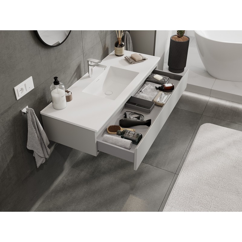 Mexen Orio armadietto da bagno 120 cm con lavabo Otis, 1 cassetto, grigio opaco/bianco opaco - 91A10-12023-1-BF62-W18M01