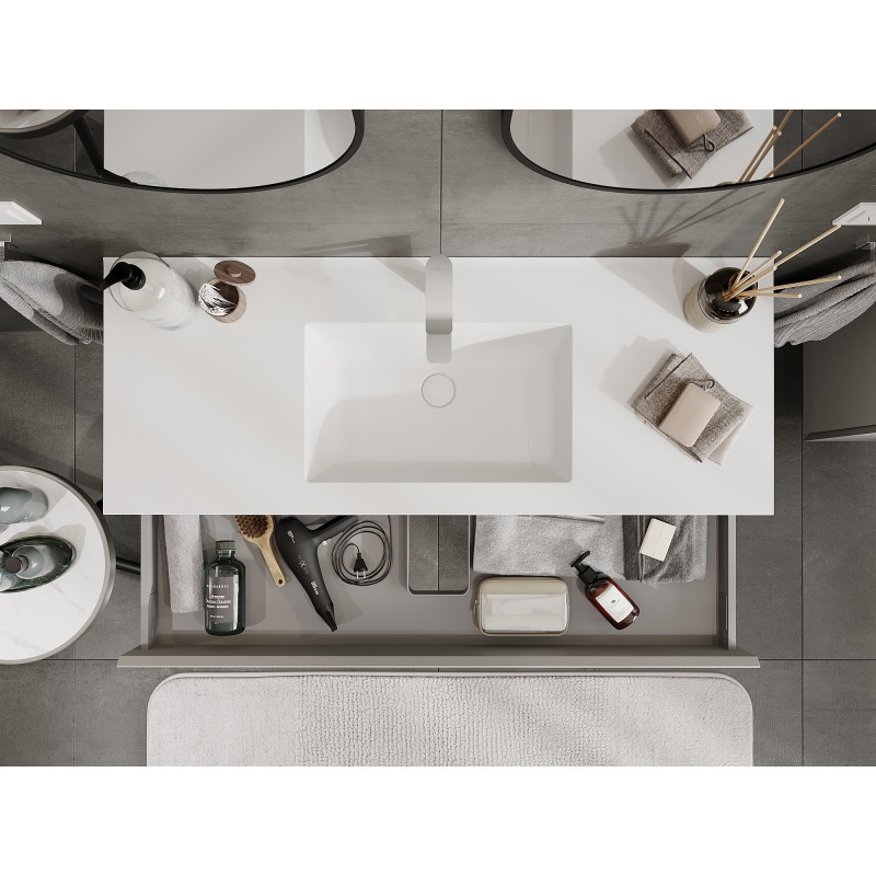 Mexen Orio bathroom cabinet 120 cm with Otis sink, 1 drawer, grey matt/white matt - 91A10-12023-1-BF62-W18M01