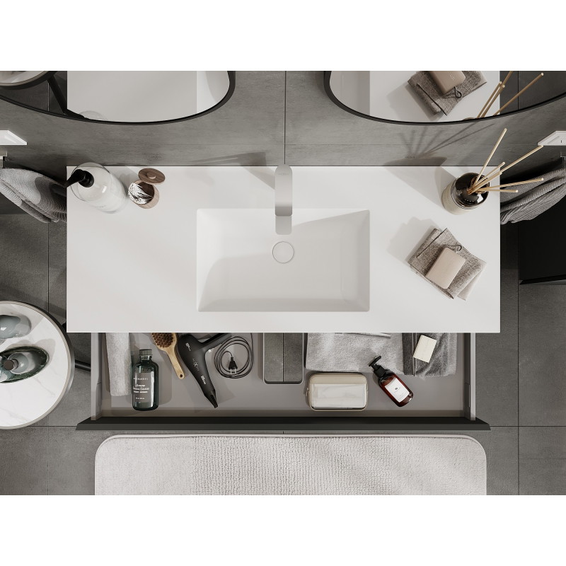 Mexen Orio 120 cm Bathroom Cabinet with Otis Sink, 1 Drawer, Matte Graphite/Matte White - 91A10-12023-1-BF66-W18M01
