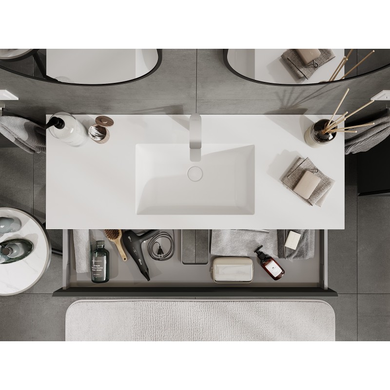 Mexen Orio armário de casa de banho 120 cm com lavatório Otis, 1 gaveta, grafite mate/branco mate - 91A10-12023-1-BF66-W18M01