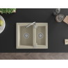 Mexen Carlos Granitspüle 1,5-Kammer 582 x 475 mm, beige, Siphon Chrom - 6518581500-69