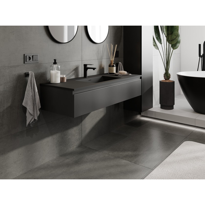 Mexen Orio 120 cm Bathroom Cabinet with Otis Washbasin, 1 Drawer, Black Matte - 91A10-12023-1-BF71-W18M71