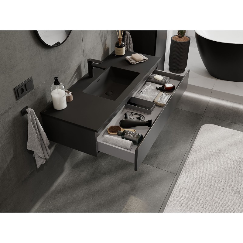 Mexen Orio mobile da bagno 120 cm con lavabo Otis, 1 cassetto, nero opaco - 91A10-12023-1-BF71-W18M71