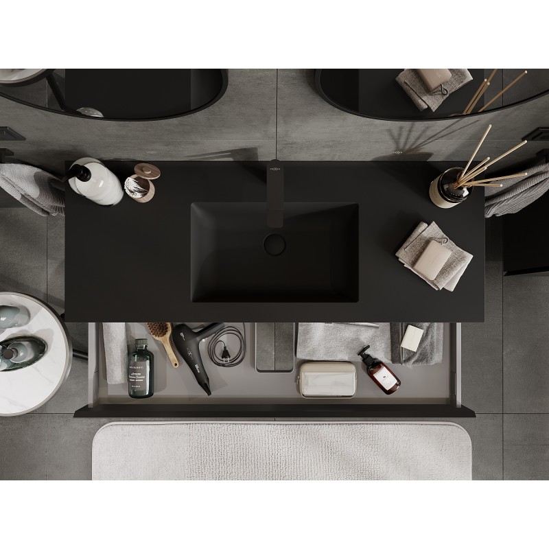 Mexen Orio mueble de baño 120 cm con lavabo Otis, 1 cajón, negro mate - 91A10-12023-1-BF71-W18M71
