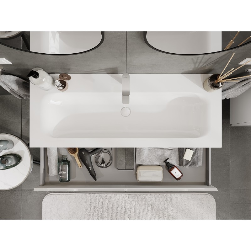 Mexen Orio armário de casa de banho 120 cm com lavatório Vela, 1 gaveta, branco brilhante - 91A10-12023-1-BF00-W23M00