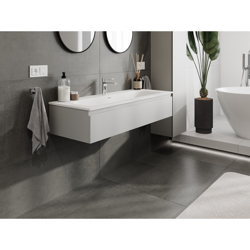 Mexen Orio badrumsskåp 120 cm med handfat Vela, 1 låda, grå matt/vit matt - 91A10-12023-1-BF62-W23M01