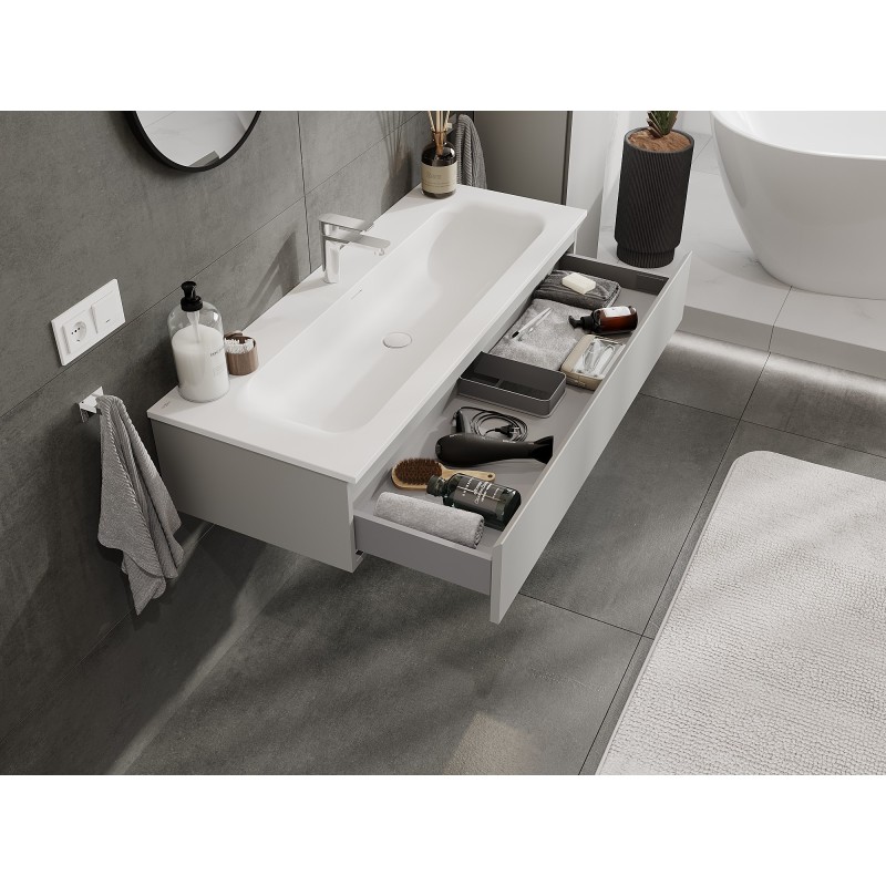 Mexen Orio armadietto da bagno 120 cm con lavabo Vela, 1 cassetto, grigio opaco/bianco opaco - 91A10-12023-1-BF62-W23M01