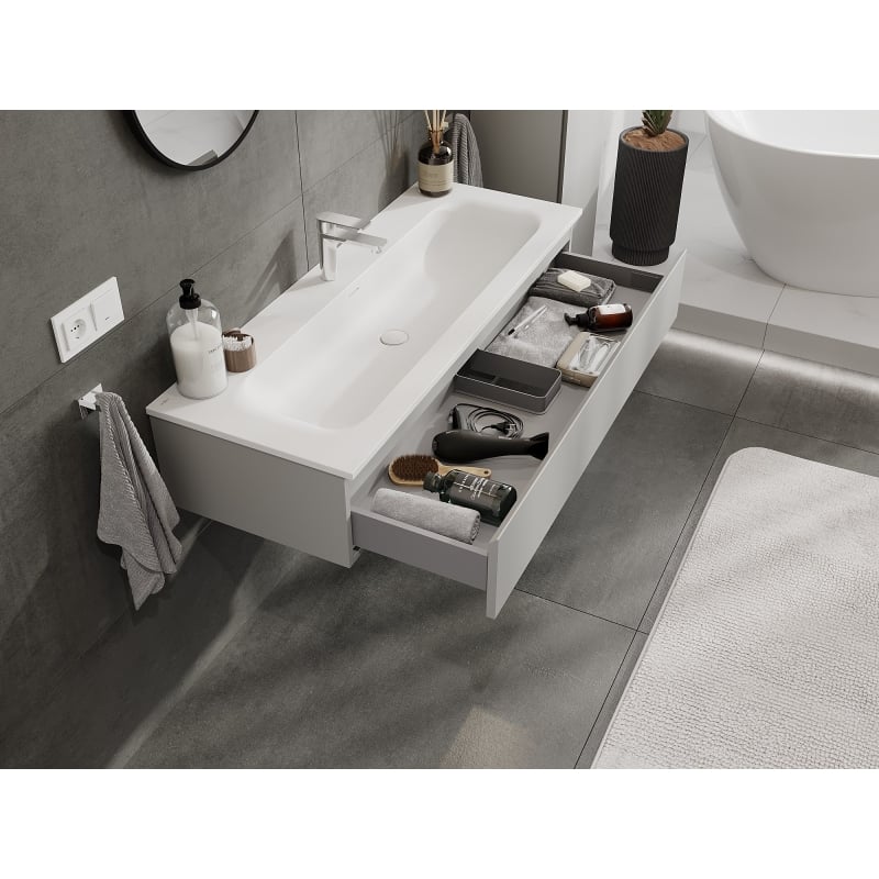 Mexen Orio bathroom cabinet 120 cm with Vela sink, 1 drawer, grey matte/white matte - 91A10-12023-1-BF62-W23M01