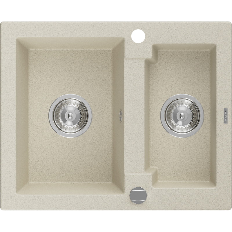 Mexen Carlos granitisch aanrecht met 1,5 kamer 582 x 475 mm, beige, chroom sifon - 6518581500-69