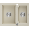 Mexen Carlos 1,5-comparte granieten spoelbak 582 x 475 mm, beige, chrom sifon - 6518581500-69