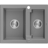 Mexen Carlos Granitspüle 1,5-Kammer 582 x 475 mm, grau, Siphon chrom - 6518581500-71