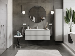 Mexen Orio Badezimmerschrank 120 cm mit Waschbecken Otis, 2 Schubladen, grau matt/weiß matt - 91A10-12047-2-BFF62-W18M01